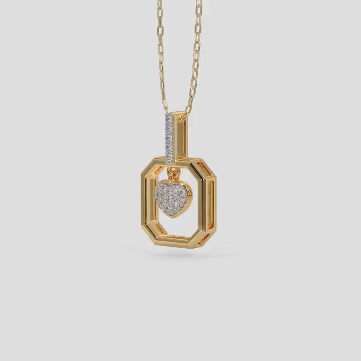 Octagonal Diamond Heart Pendant