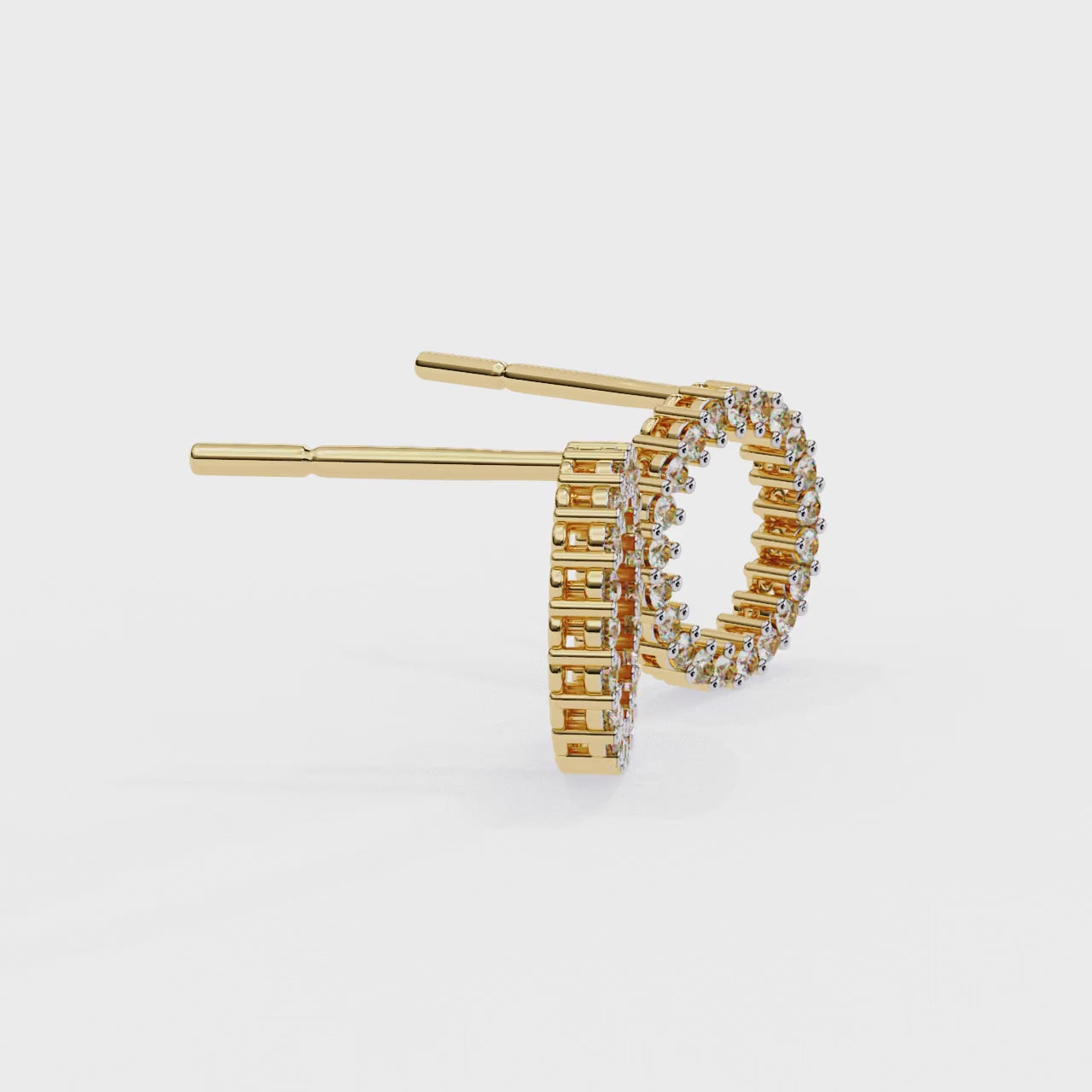 Diamond circle stud earrings in gold