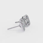 Affordable Emerald cut diamond halo stud earrings