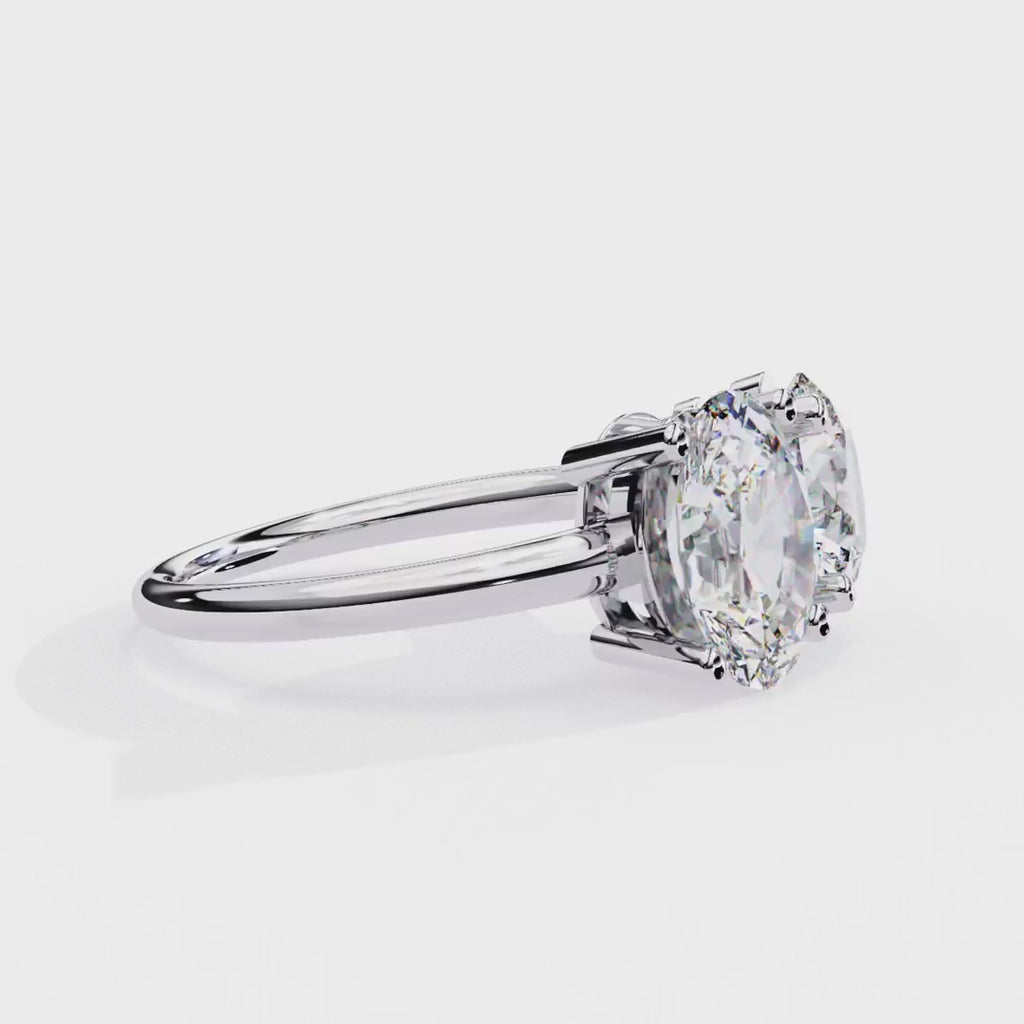 Oval and Round Shape Two-Stone Diamond Ring