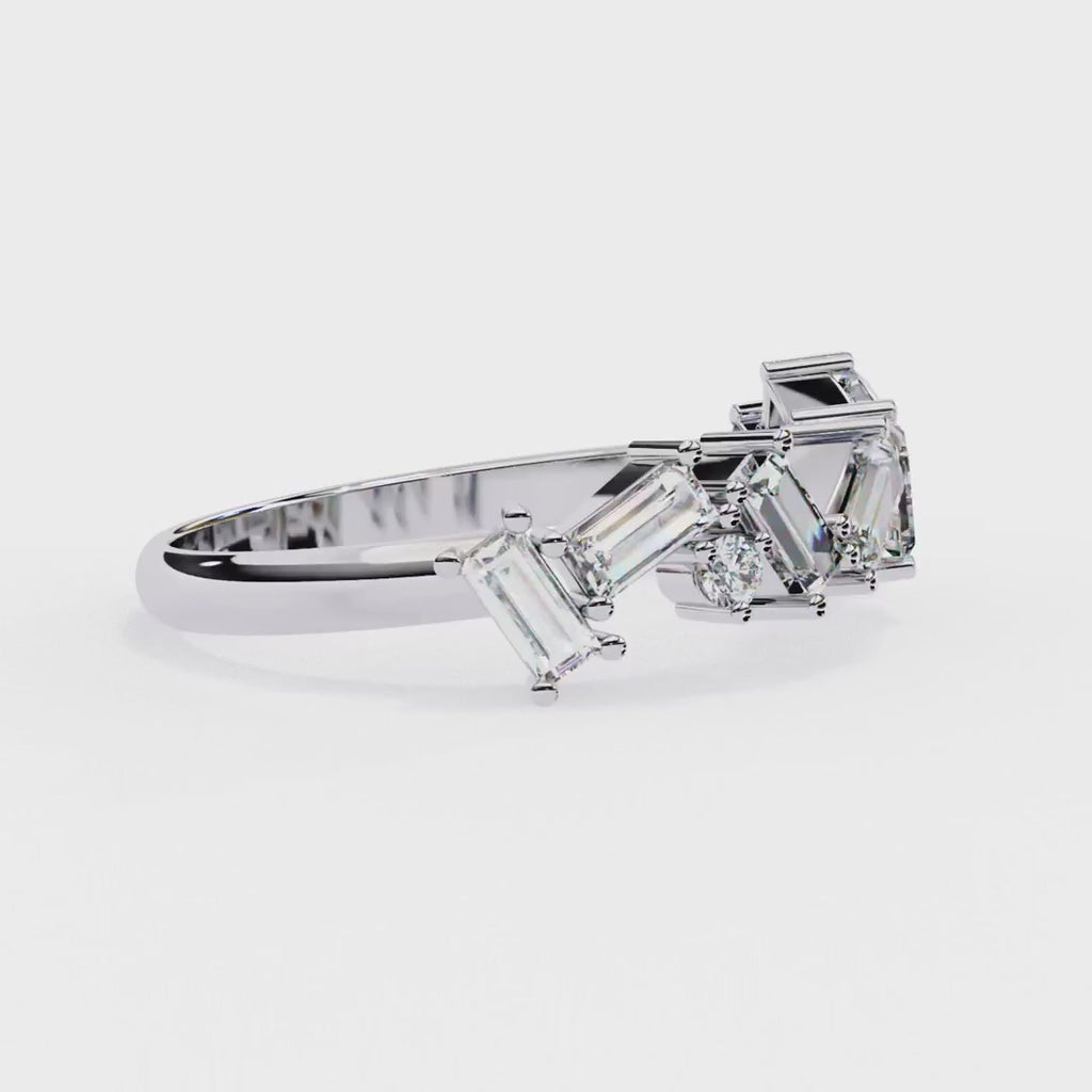 Baguette and round diamond band