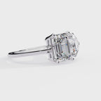 Emerald and round lab grown diamond Toi Et Moi engagement ring