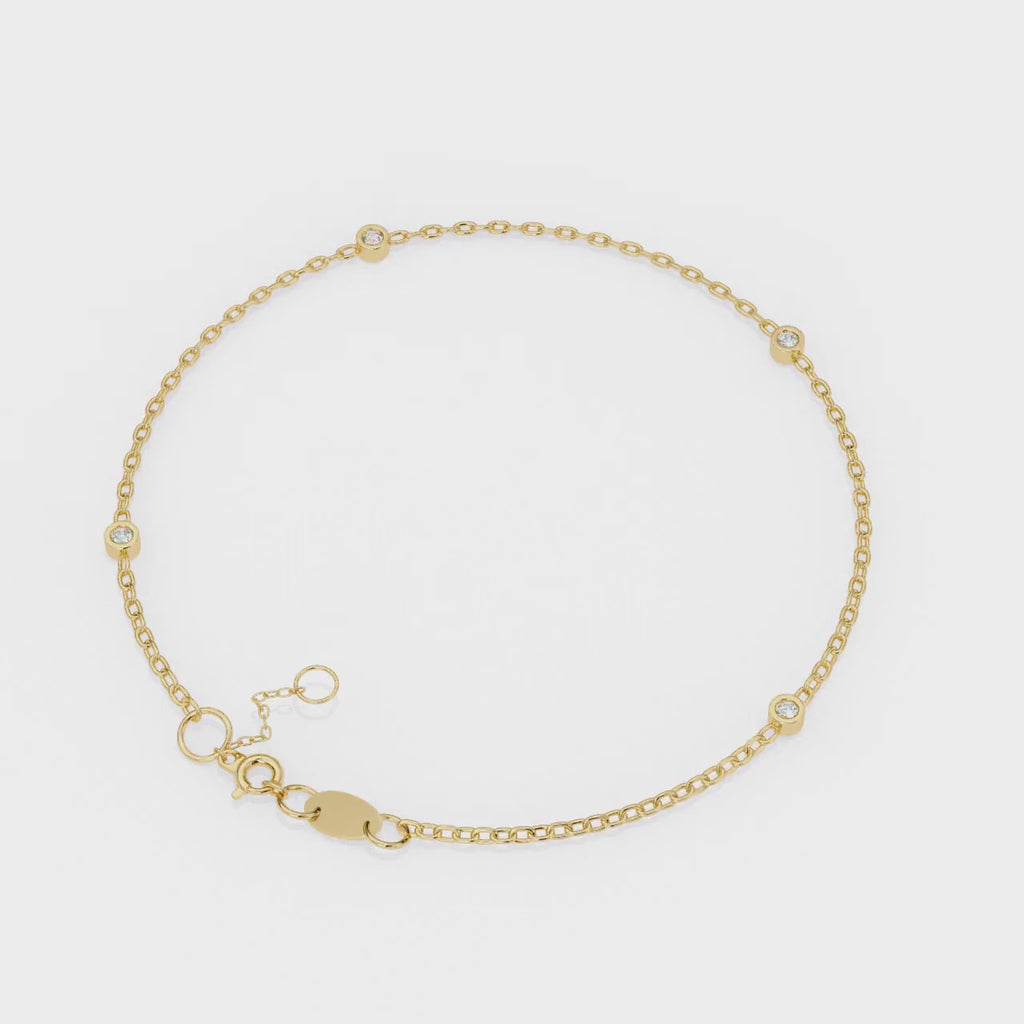 Minimal gold diamond chain bracelet for women