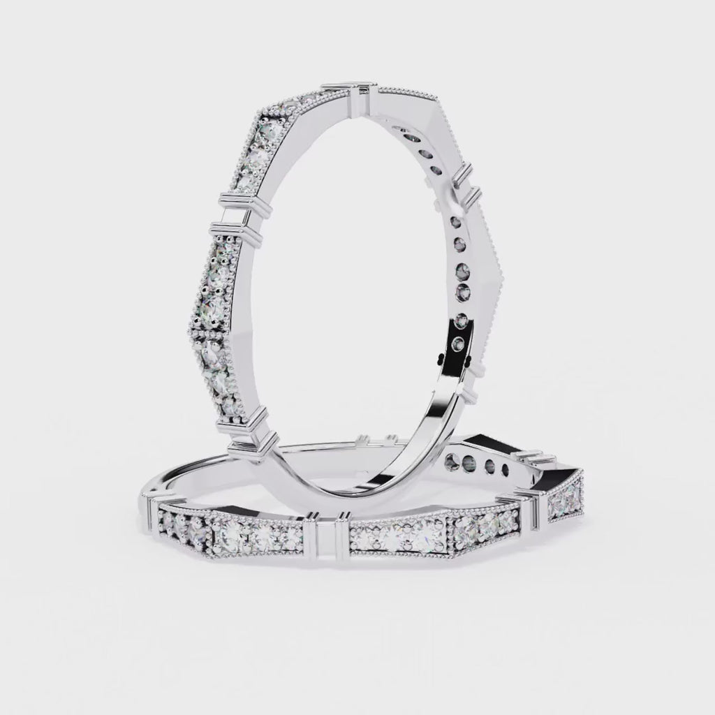 Geometric Diamond Wedding Band in Gold