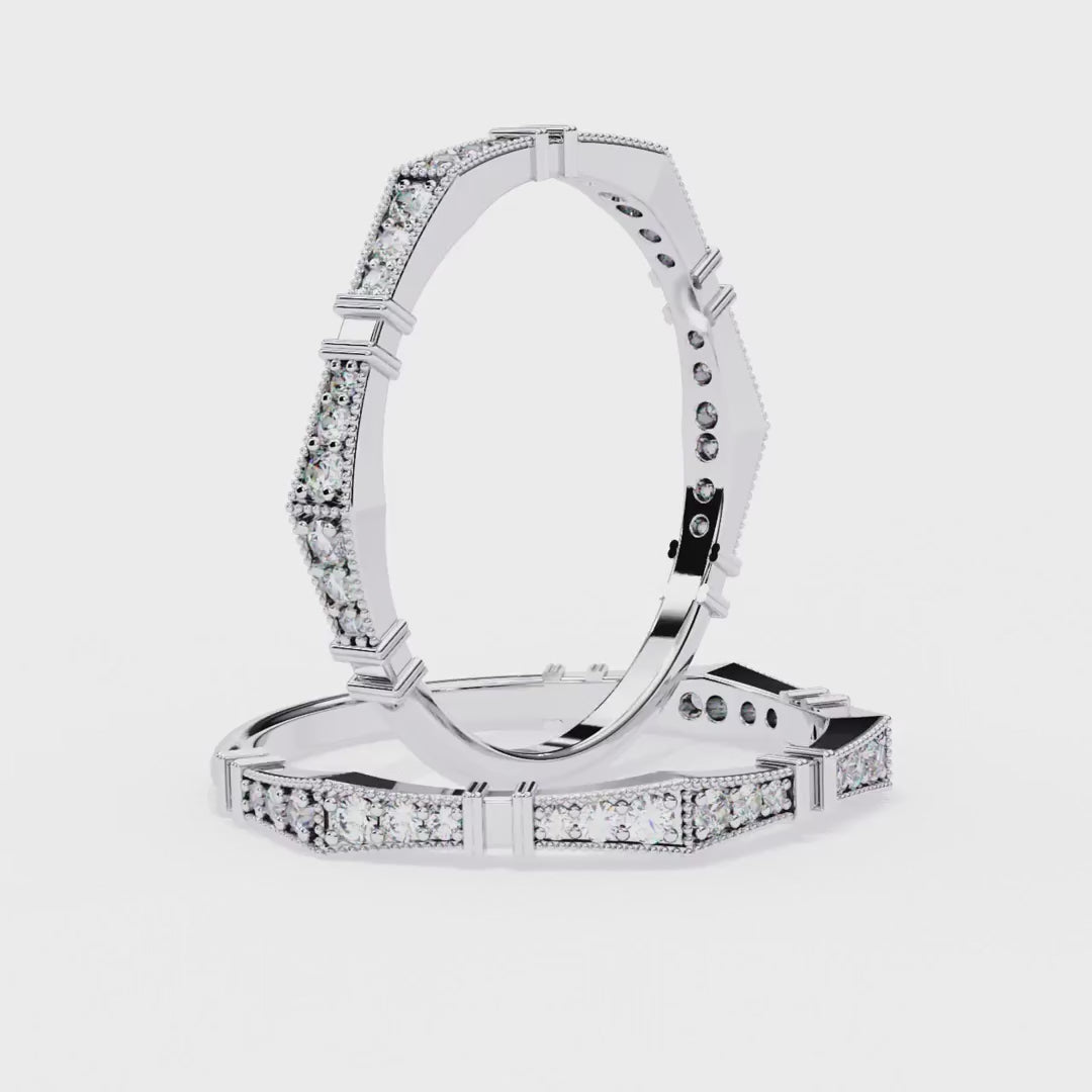 Geometric Diamond Wedding Band in Gold