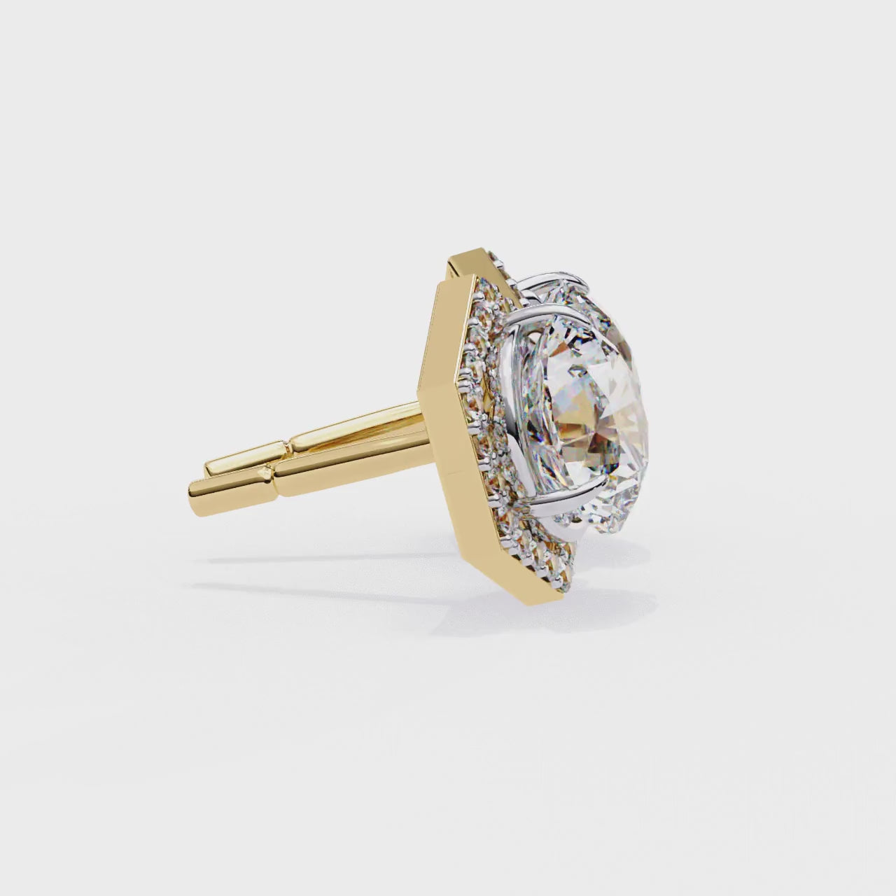 Hexagon shaped diamond stud earrings