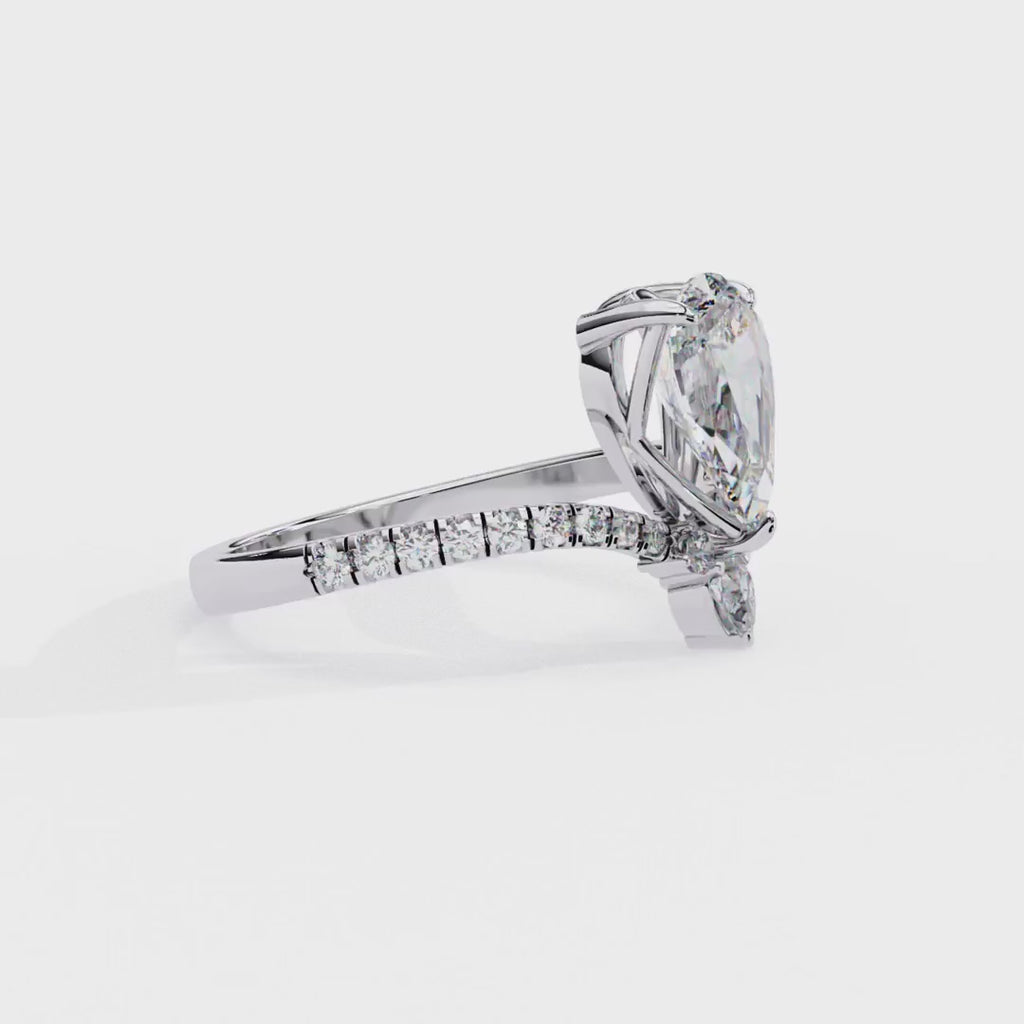 Pear Shape Tiara Diamond Engagement Ring