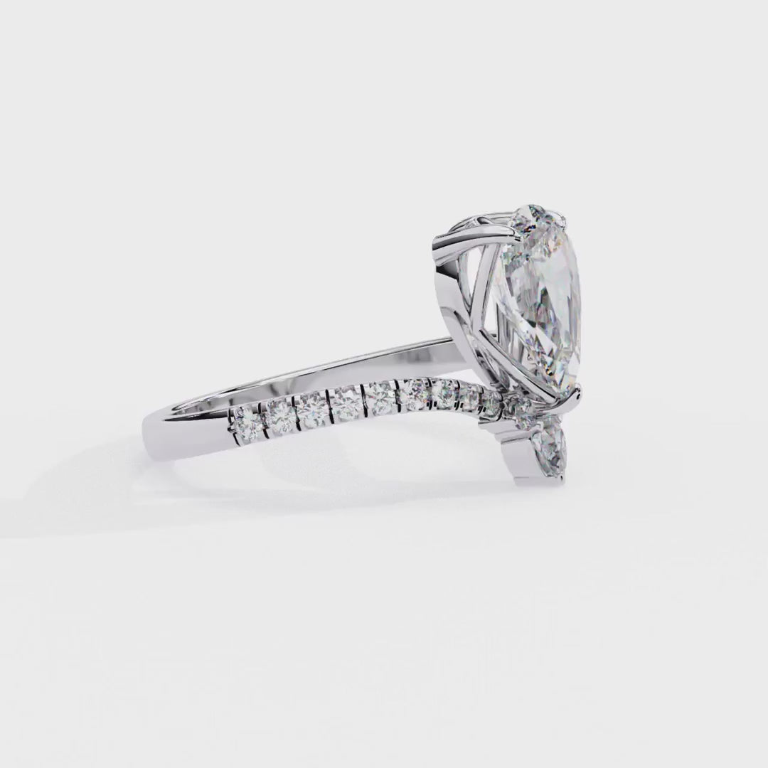 Pear Shape Tiara Diamond Engagement Ring