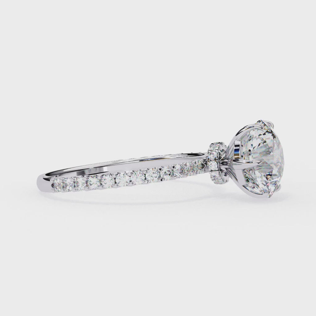 Lab grown diamond engagement ring with round brilliant center
