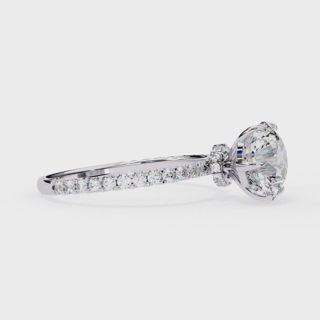 Lab grown diamond engagement ring with round brilliant center