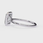 Radiant cut diamond halo engagement ring