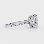 Radiant Cut Solitaire Hidden Halo Pave Band Ring in Gold