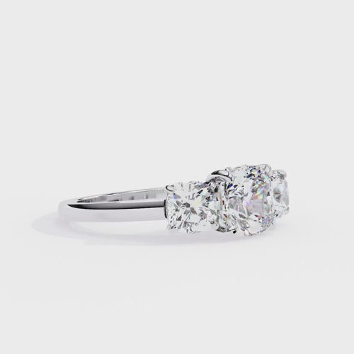 Cushion Cut Three-Stone Diamond Ring