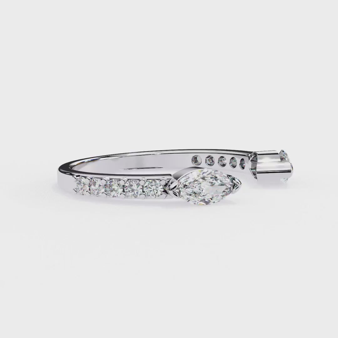 Sleek open diamond wedding band