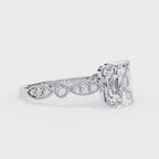 Radiant-cut diamond ring in Milgrain Cathedral setting