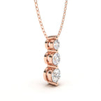 Triple Round Cut Diamond Pendant in Gold