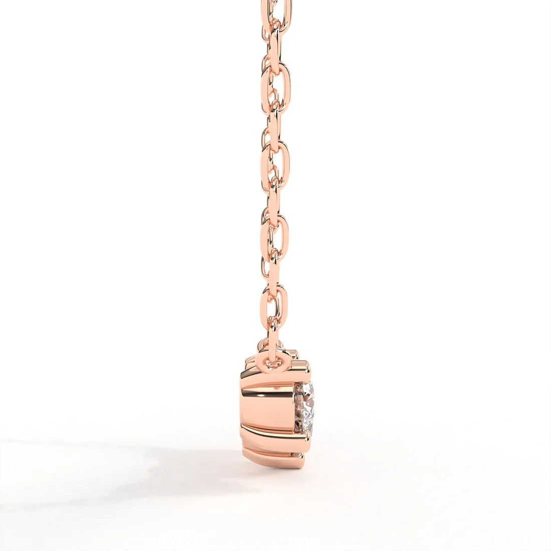 Horizontal Triple Round Cut Diamond Necklace in Gold