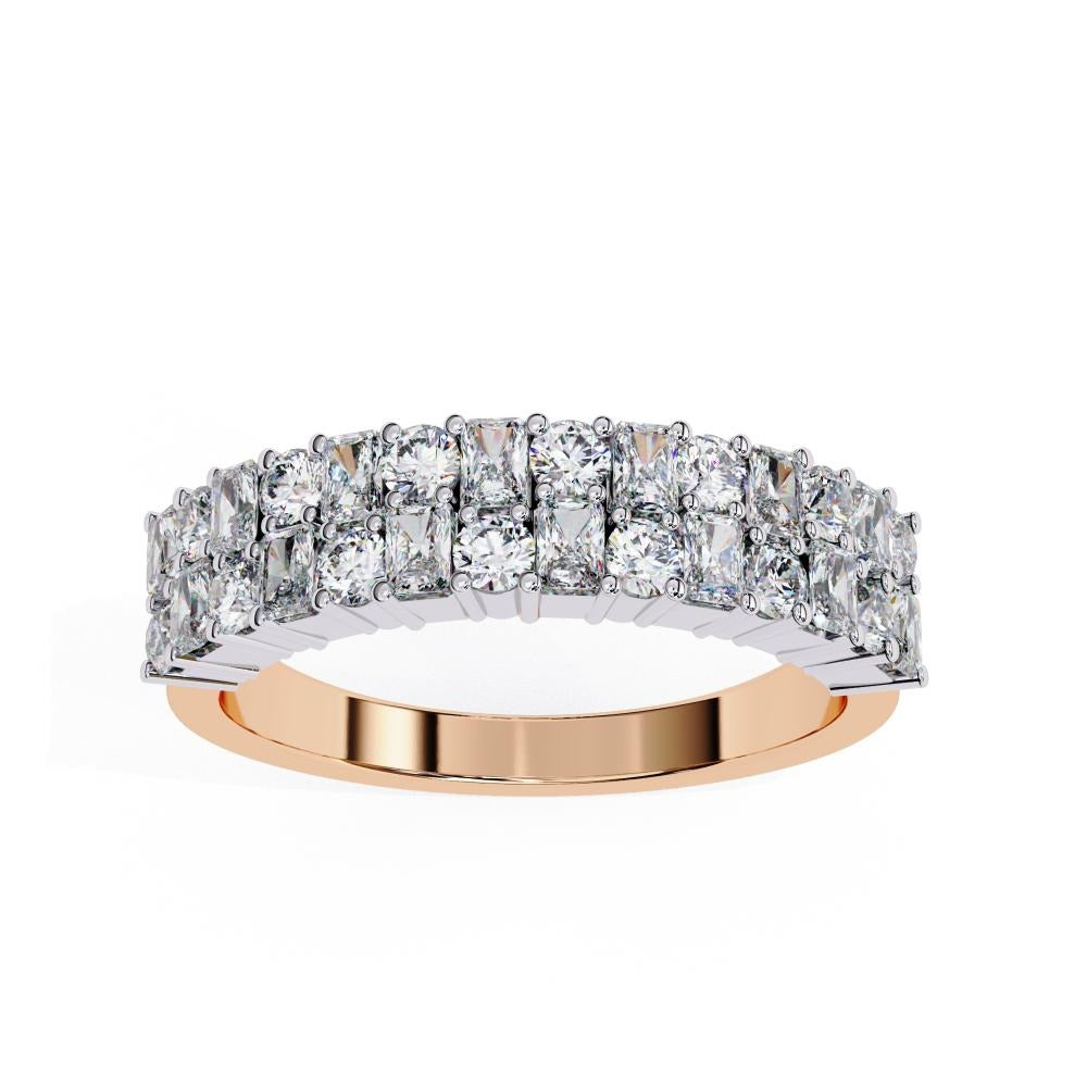 Two-Row Mixed Cut Diamond Half-Eternity Band in Gold