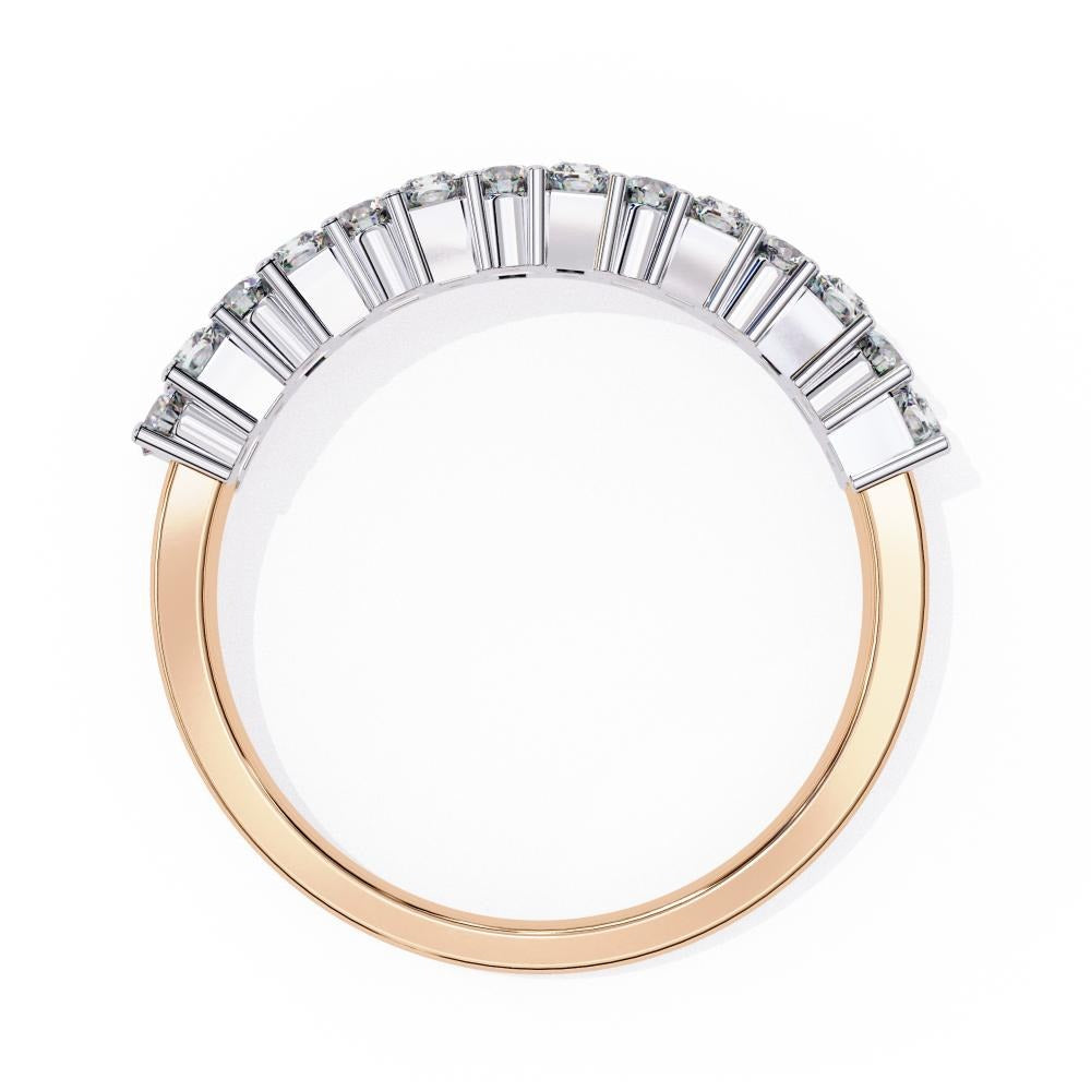 Two-Row Mixed Cut Diamond Half-Eternity Band in Gold