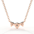 Horizontal Triple Round Cut Diamond Necklace in Gold