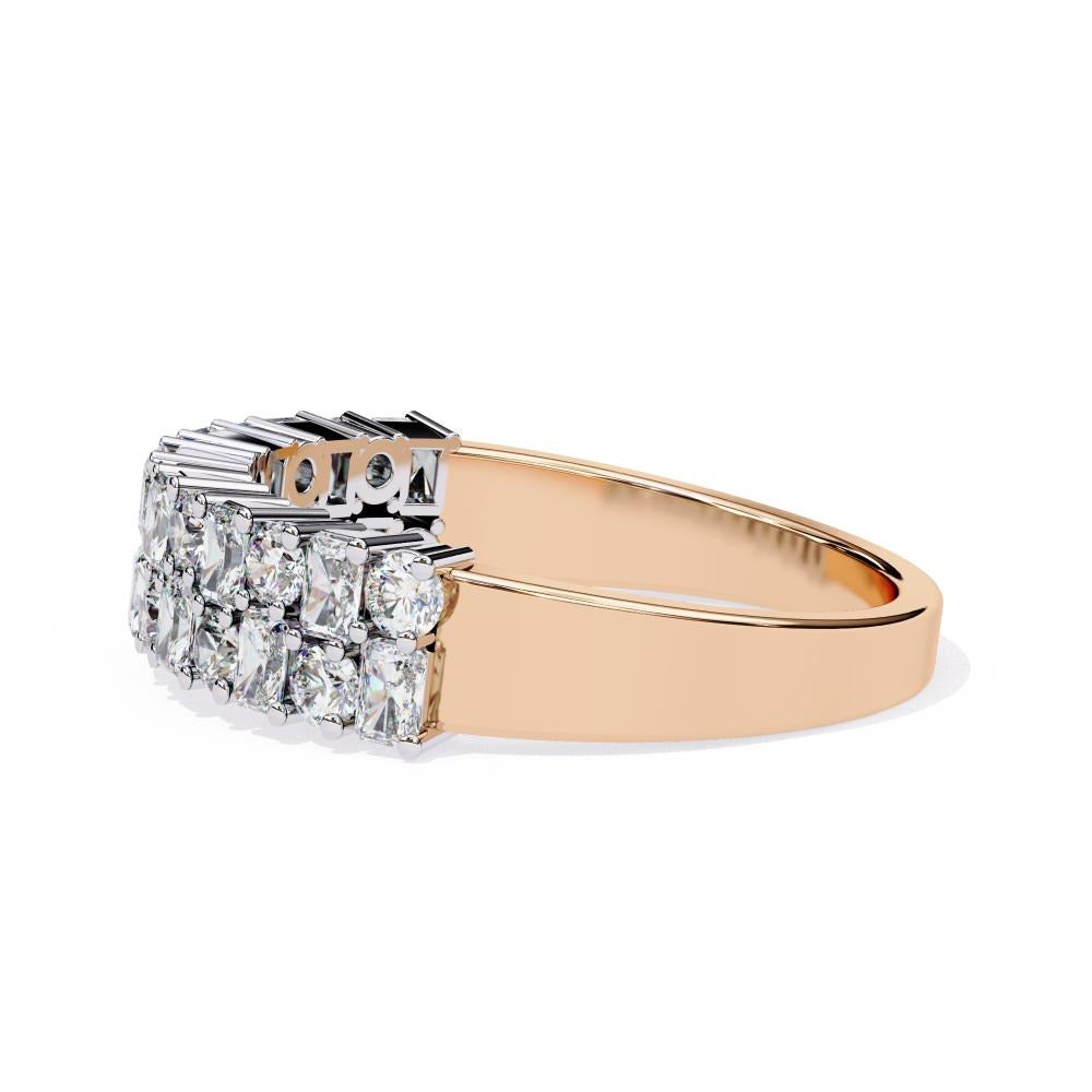 Two-Row Mixed Cut Diamond Half-Eternity Band in Gold