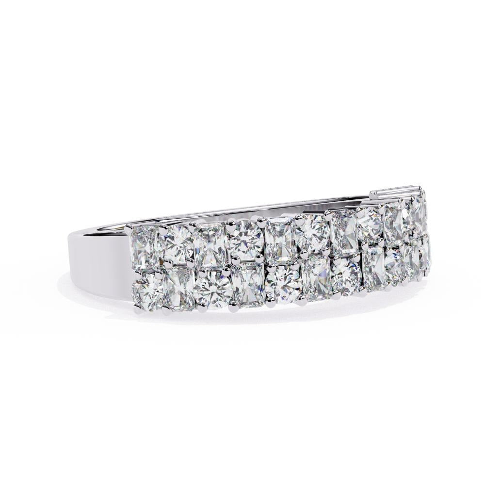 Two-Row Mixed Cut Diamond Half-Eternity Band in Gold