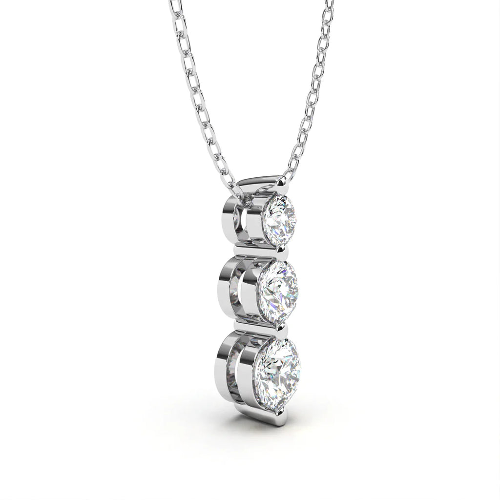 Triple Round Cut Diamond Pendant in Gold