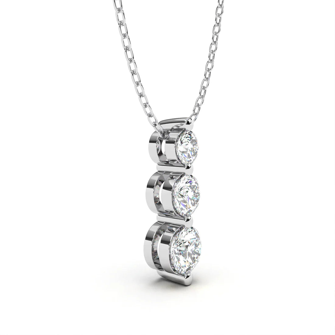 Triple Round Cut Diamond Pendant in Gold