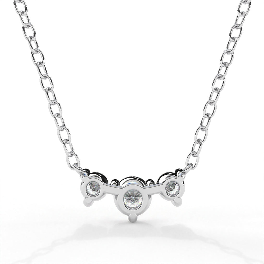 Horizontal Triple Round Cut Diamond Necklace in Gold