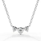 Horizontal Triple Round Cut Diamond Necklace in Gold