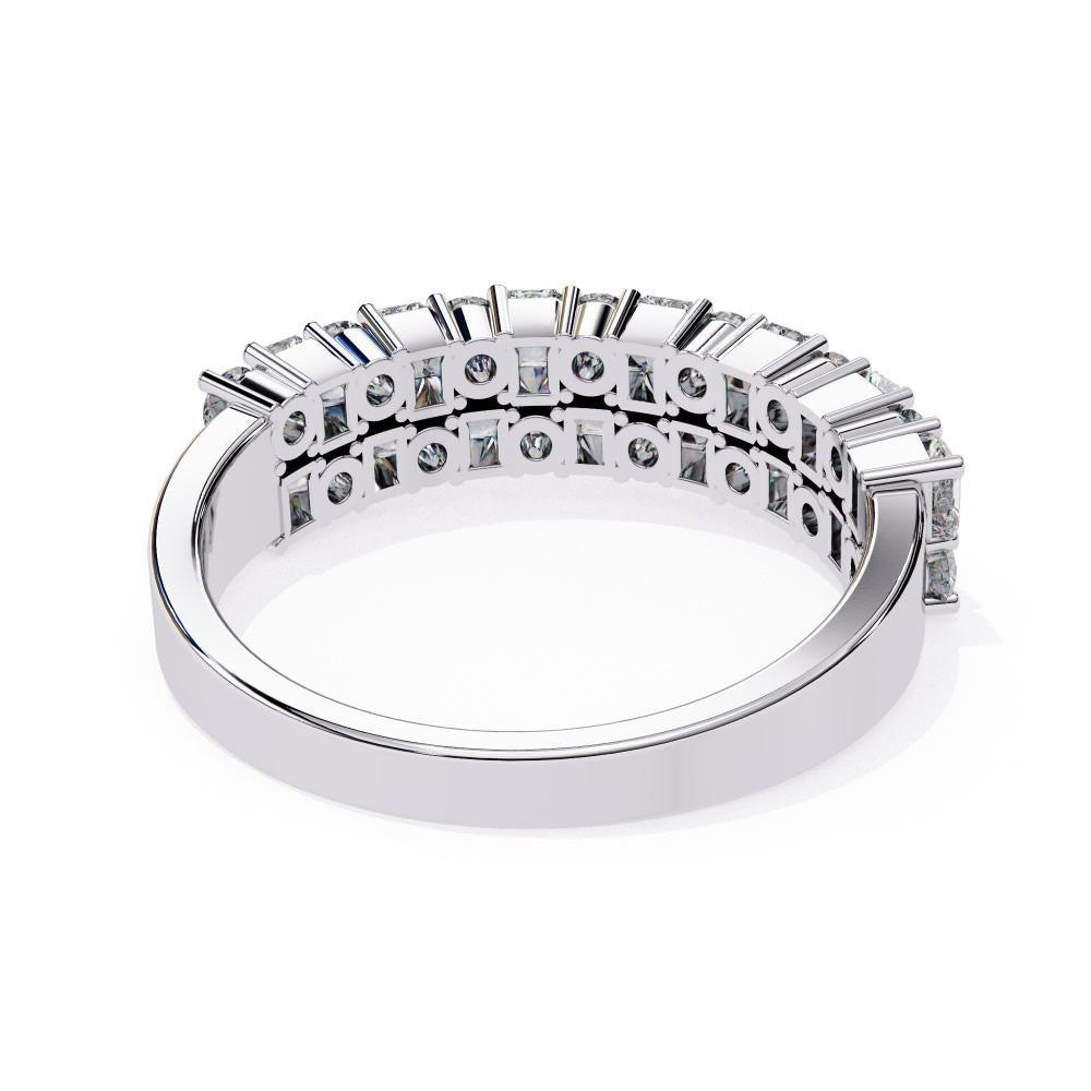 Two-Row Mixed Cut Diamond Half-Eternity Band in Gold