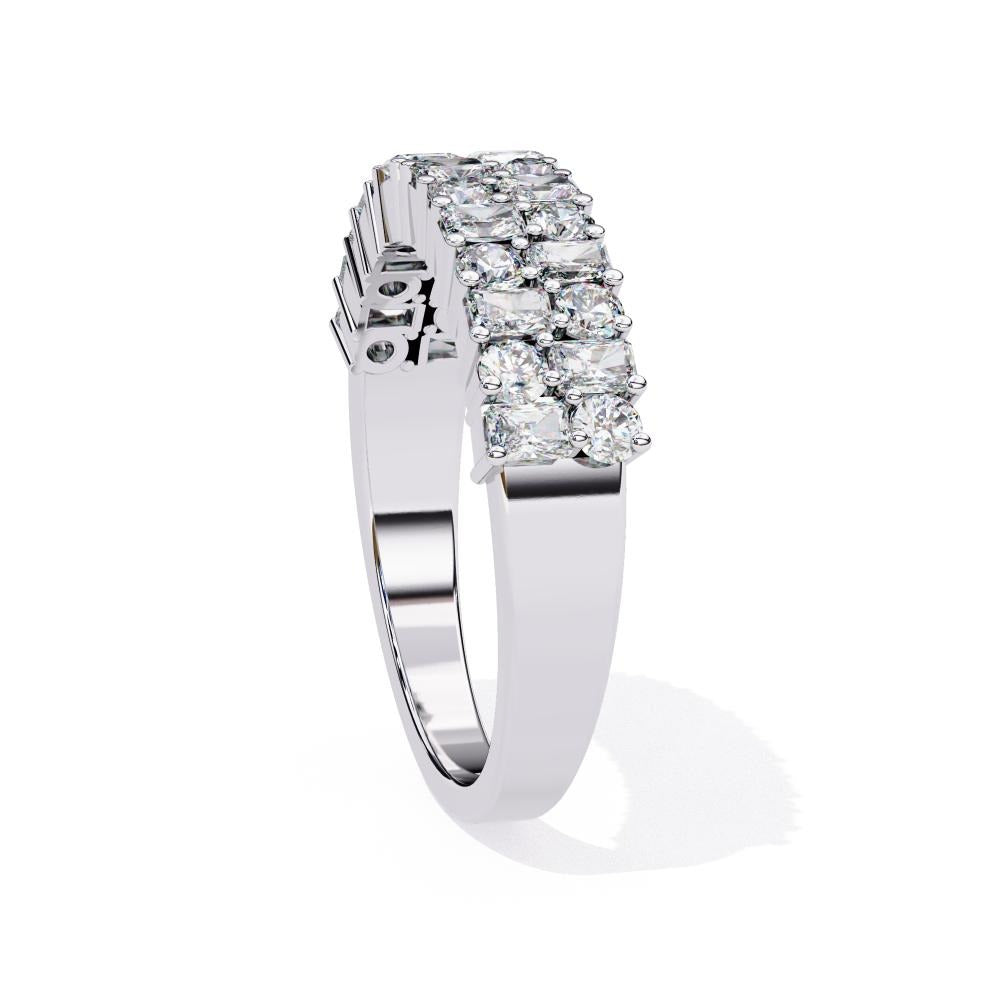 Two-Row Mixed Cut Diamond Half-Eternity Band in Gold