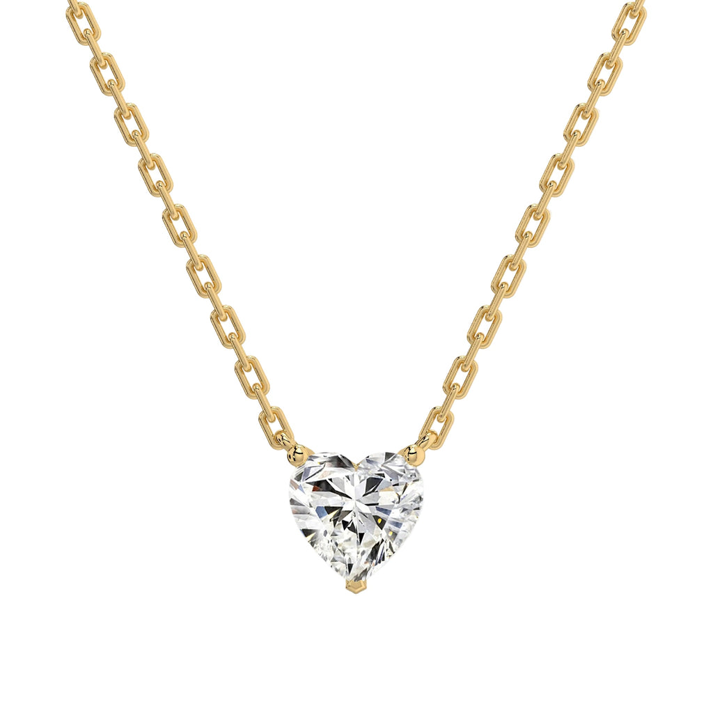 Heart Cut Solitaire Diamond Necklace in Gold