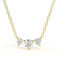 Horizontal Triple Round Cut Diamond Necklace in Gold