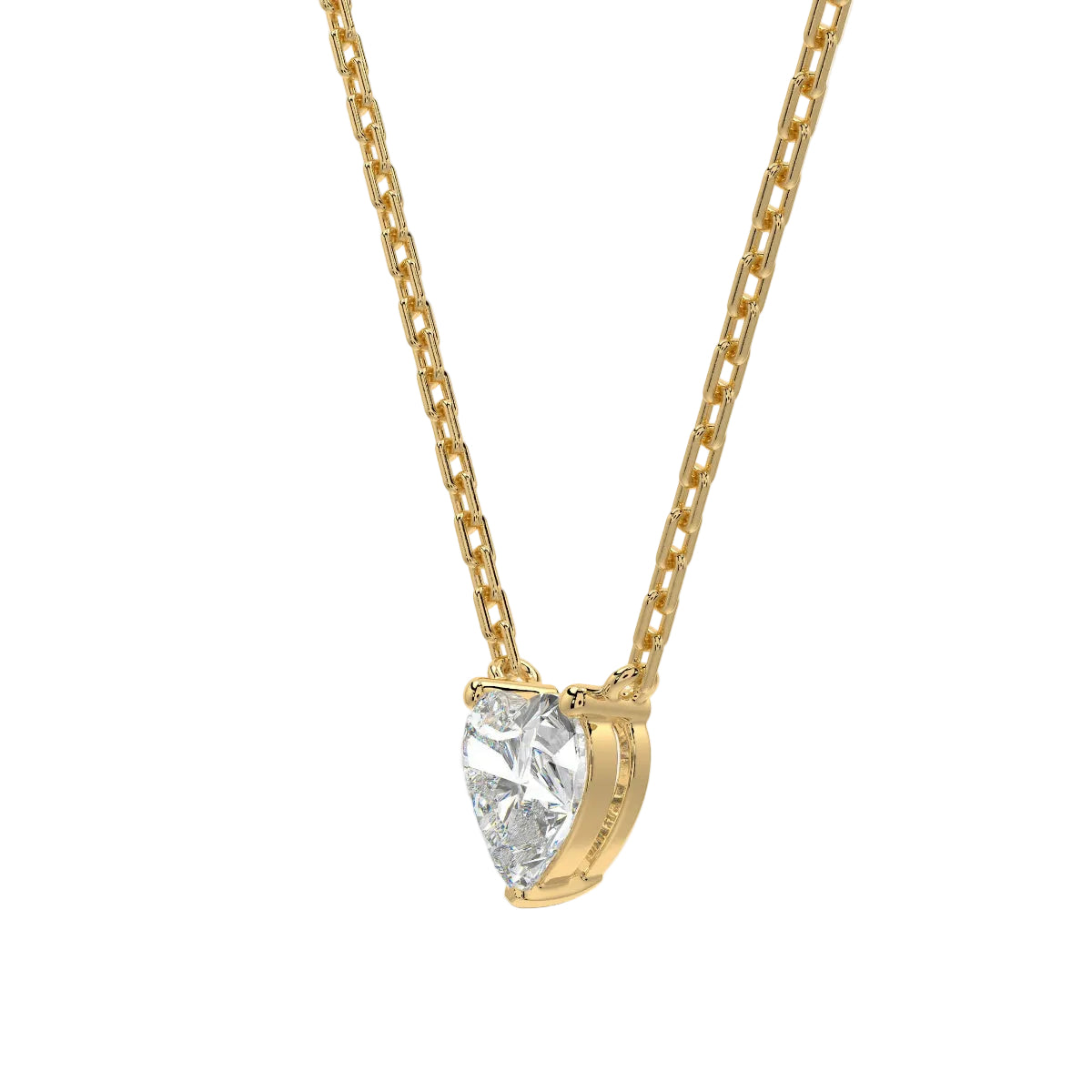 Heart Cut Solitaire Diamond Necklace in Gold