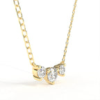 Horizontal Triple Round Cut Diamond Necklace in Gold