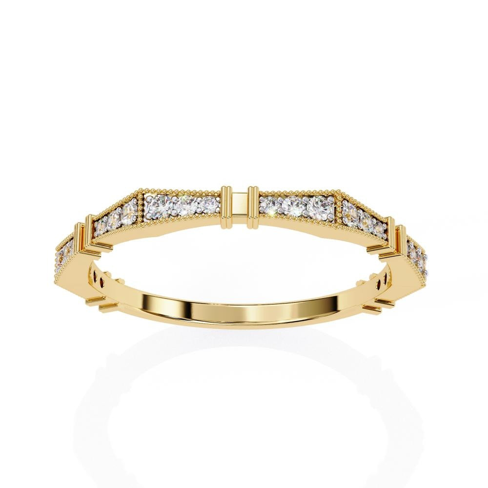 Geometric Diamond Wedding Band in Gold