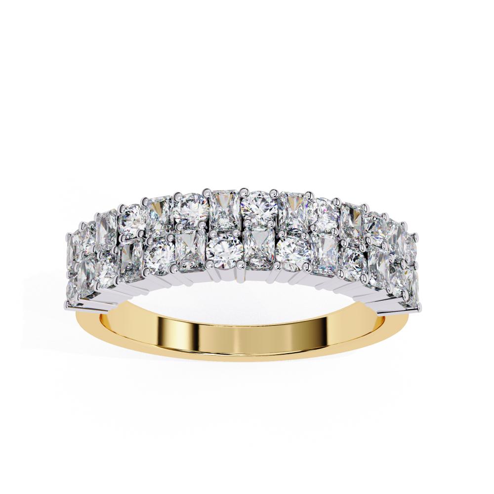 Two-Row Mixed Cut Diamond Half-Eternity Band in Gold