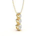 Triple Round Cut Diamond Pendant in Gold