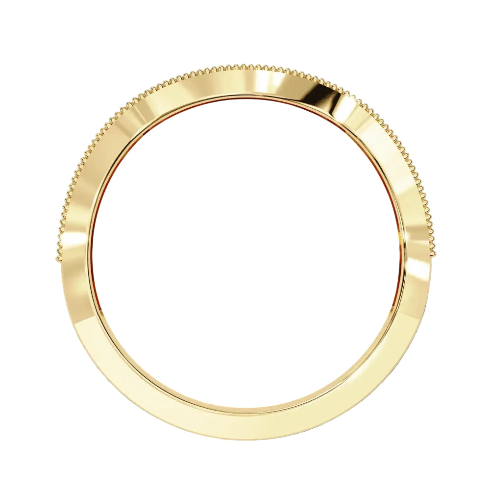 Pave Diamond Milgrain Contour Band in Gold