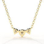 Horizontal Triple Round Cut Diamond Necklace in Gold